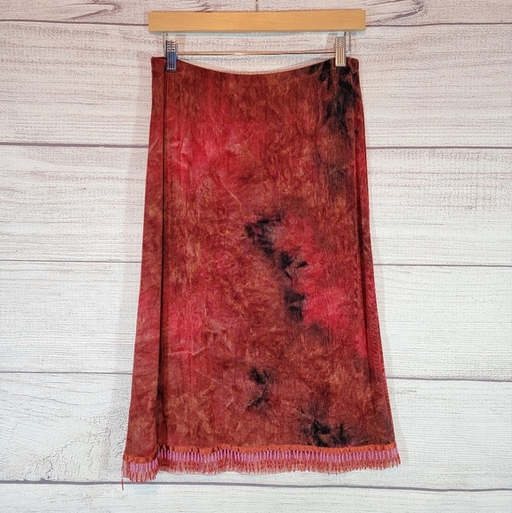 CAROLE Little Vintage Beaded Trim Midi Skirt Multicolored Size Medium - Picture 2 of 4
